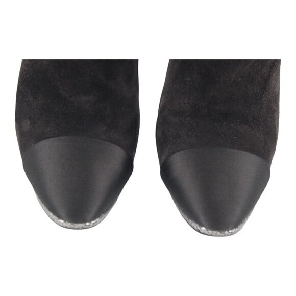 Chanel Suede Interlocking CC Logo High Heel Ankle Booties - Picture 4 of 11